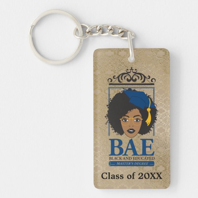 Llavero Clase personalizada del maestro negro y educado (Frente)