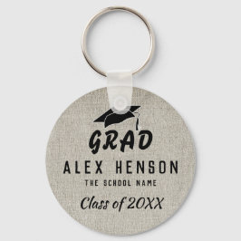 Llavero Clase Rustic Black Typography, Graduación de Grado