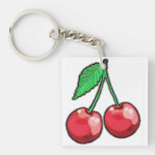 Llavero Clásica acrílica de las cerezas rojas