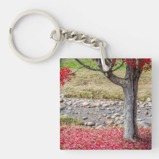 Llavero Clásica acrílica del árbol del otoño rojo