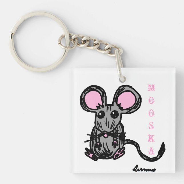 Llavero Clásica acrílica del ratón de Mooska Cute (Frente)