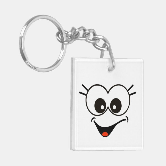 Llavero Clásica acrílica divertida, carita sonriente (Frente Izquierda)