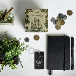 Llavero Clásica acrílica negra inicial de la acuarela mono