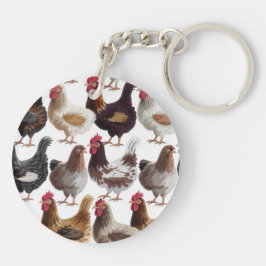 Llavero Clásica Acrílica redonda de Fiesta de pollo