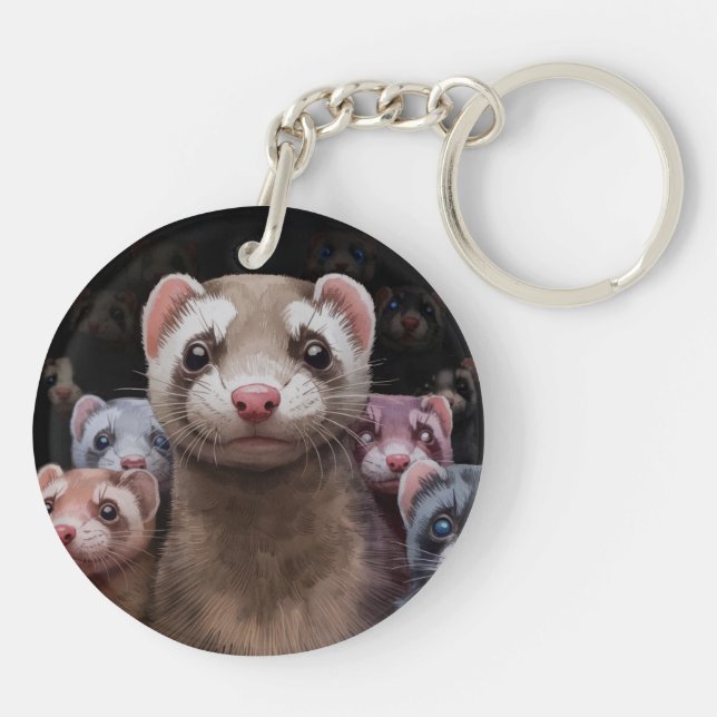 Llavero Clásica acrílica redonda de los hurones (Atrás)