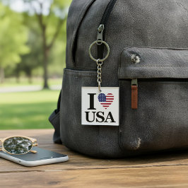 Llavero Clásica clave de la declaración "I ❤️ USA"