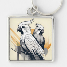 Llavero Clásica Cockatiel Art Deco