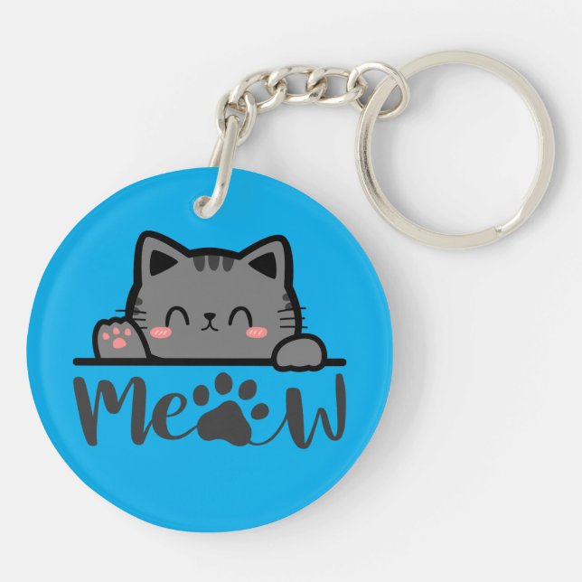 Llavero Clásica Cute Cat Meow - Regalo Funny Kitty (Atrás)