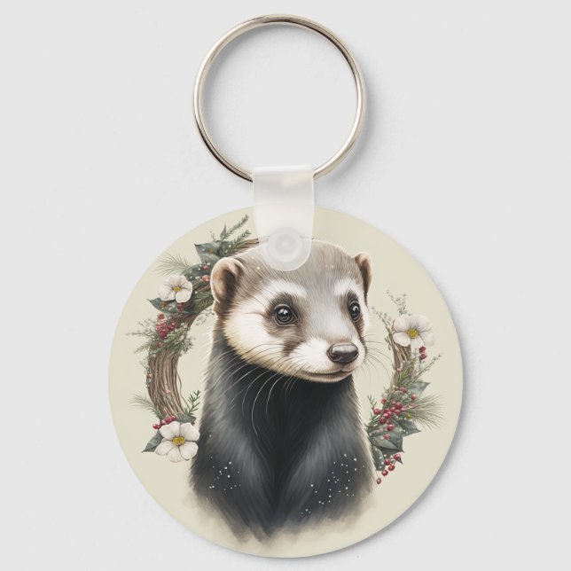 Llavero Clásica Cute Festive Ferret (Anverso)