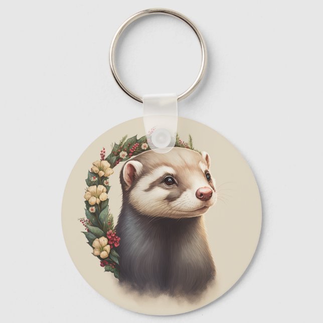 Llavero Clásica Cute Festive Ferret (Anverso)
