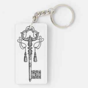 Llavero Clásica de esqueleto elegante en blanco y negro