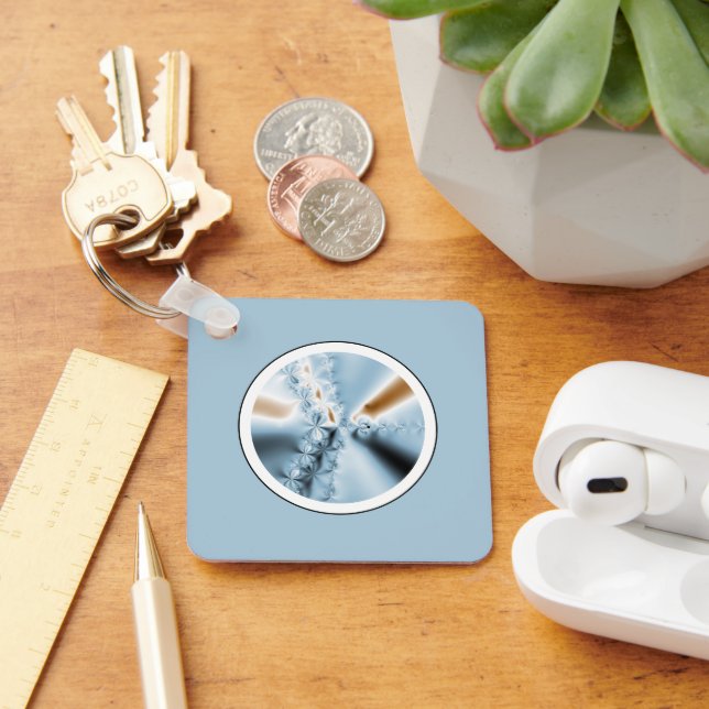 Llavero Clásica Fractal Azul claro abstracto (Escritorio )