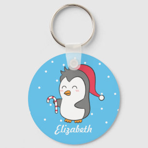 Llavero Clásica para niños de caña de pingüino Navidad