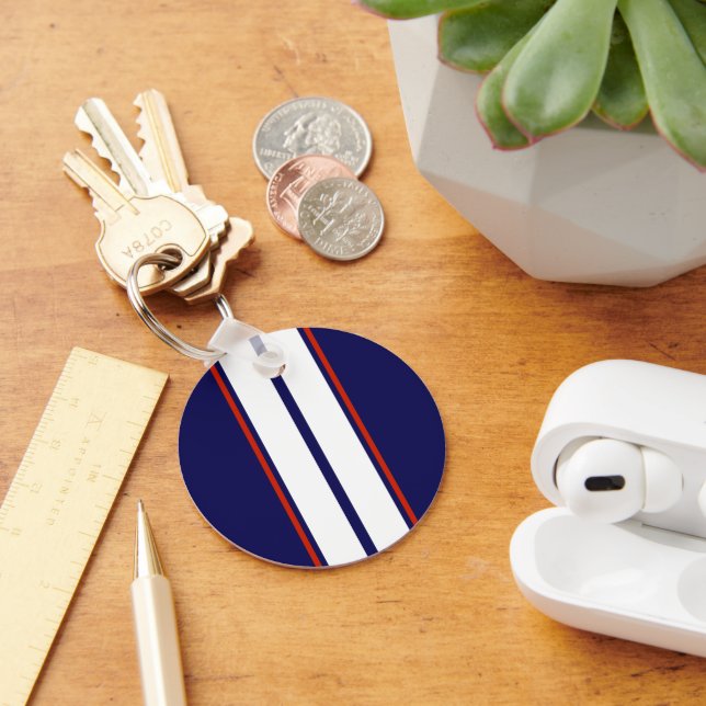Llavero Clásicas rayas de Carreras roja, blanca y azul (Escritorio )