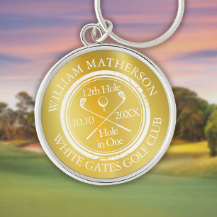 Llavero Clásico agujero de golf en uno personalizado en or