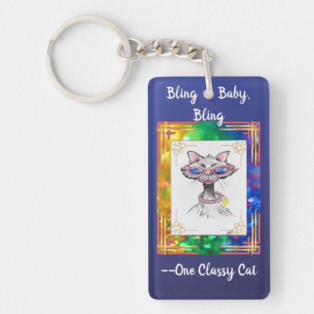 Llavero Clásico Cat Funny Bling Cat Keychain (Frente)