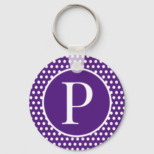 Llavero Clásico Chic inicial letra Morado Lunares