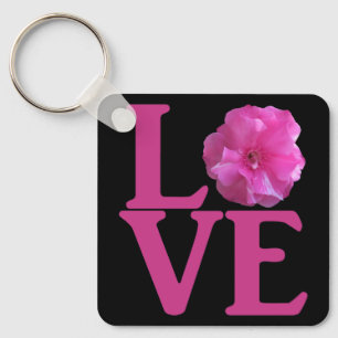Llavero Clásico de Flor Rosa de Amor
