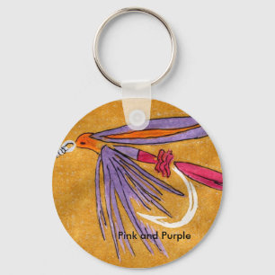 Llavero Clásico Keychain de la mosca de la trucha "rosa y