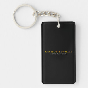 Llavero Clásico Minimalista Profesional Color Negro Oro