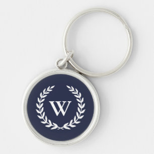Llavero Clásico Monograma Elegante Blue Premium Keychain