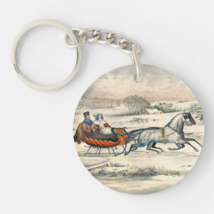 Llavero Clásico Paseo en Trineo 1853 Currier Ives Camino I
