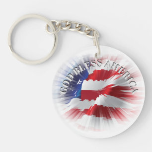 Llavero Clásico patriótico y poderoso Dios bendiga a Estad