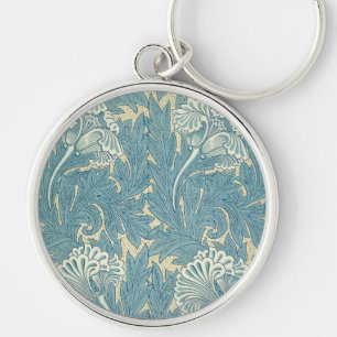 Llavero Clásico Tulipán Azul Floral de William Morris