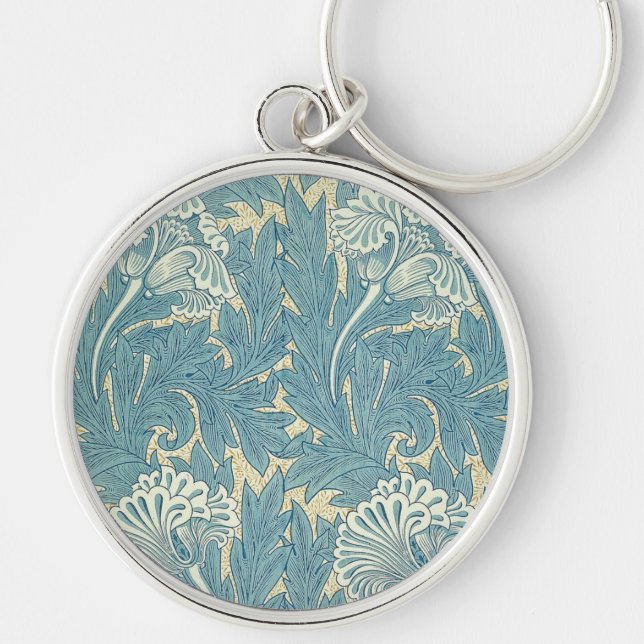 Llavero Clásico Tulipán Azul Floral de William Morris (Frente)
