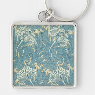 Llavero Clásico Tulipán Azul Floral de William Morris