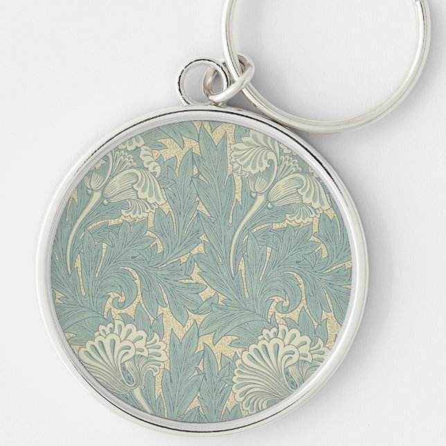 Llavero Clásico Tulipán Azul Floral de William Morris (Frente)