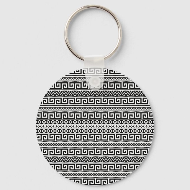 Llavero Classic Black And White Greek Key Geometric (Anverso)