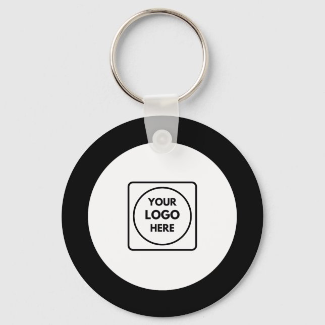 Llavero Classic Black White Logo Business Promo Keychains (Anverso)