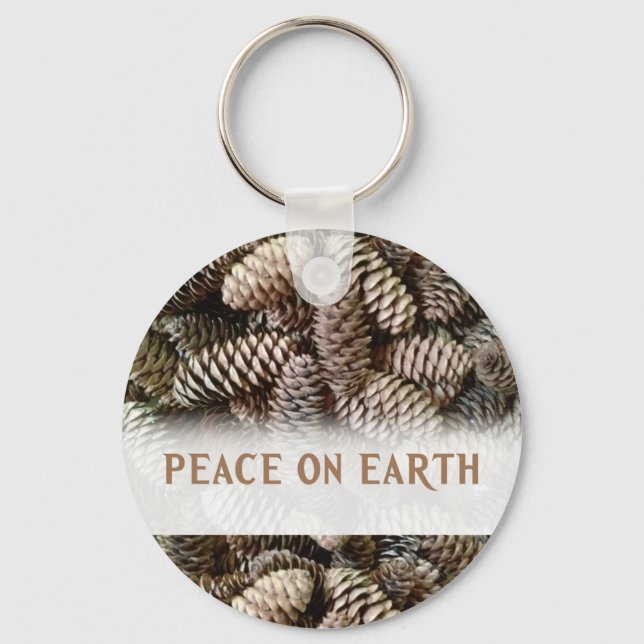 Llavero Classic Holiday Pine Cone Peace On Earth (Anverso)