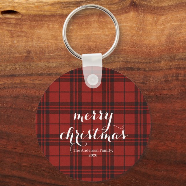 Llavero Classic Plaid Merry Christmas Festive -  (Anverso)