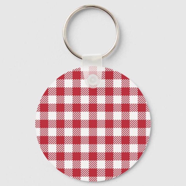 Llavero Classic Red and White Gingham Checkered Pattern (Anverso)