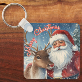 Llavero Classic Santa and Reindeer Keychain | Merry Christ