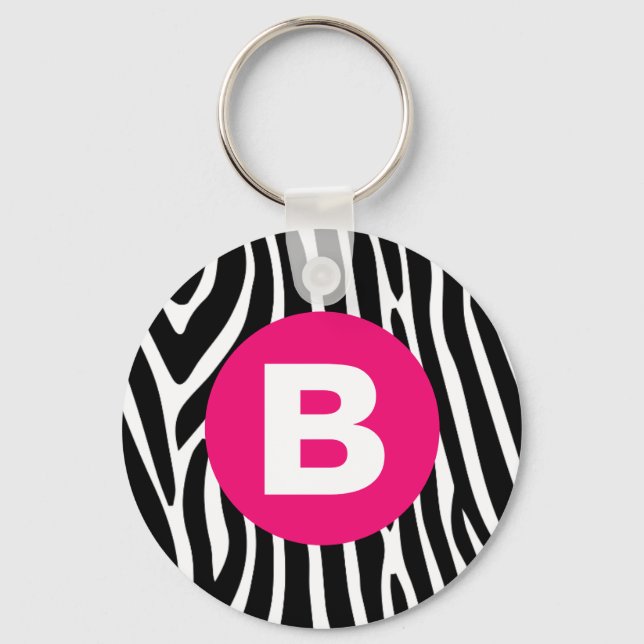 Llavero Classic Zebra Stripes Bright Pink Monogram (Anverso)