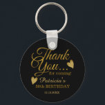 Llavero Classy Black And Gold 50th Birthday Gracias<br><div class="desc">50 cumpleaños gracias a favor de los keychain con tipografía de oro elegante .</div>