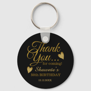 Llavero Classy Black And Gold 50th Birthday Name