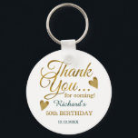 Llavero Classy Gold Green 50th Birthday Gracias Por Favor<br><div class="desc">50 cumpleaños gracias a favor de la cadena de claves de regalo en la elegante tipografía verde y dorada .</div>