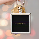 Llavero Classy Personalizable Gold Text & Lines<br><div class="desc">Su nombre o marca personalizada.</div>