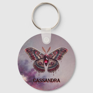 Llavero Cláusula Birthstone de julio - Diseño de polilla R
