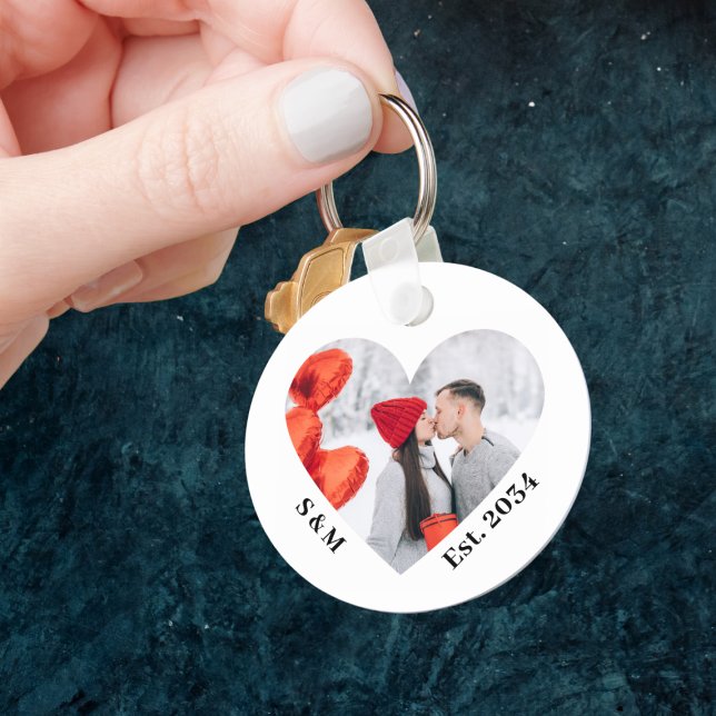 Llavero Cláusula Cardíaca Personalizada Pareja (Couple Personalized Heart Keychain
)