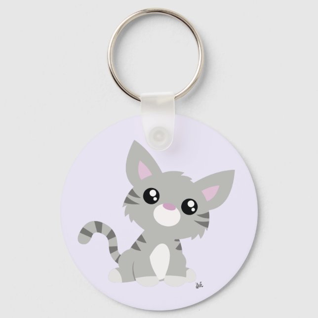 Llavero Cláusula Cute Gray Kitty (Anverso)