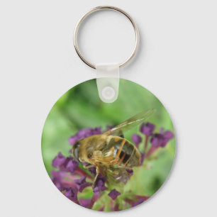 Llavero Cláusula de abejas y flores moradas