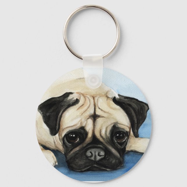 Llavero Cláusula de arte de perro "Pug" (Anverso)
