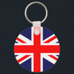 Llavero Cláusula de bandera británica<br><div class="desc">Cadena de claves mostrada con una foto impresa de la bandera británica. Personalizar este artículo o compra tal cual.</div>