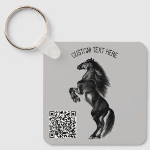 Llavero Cláusula de caballo salvaje negro vertical - Texto