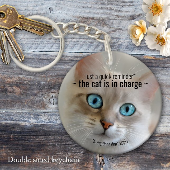 Llavero Cláusula de Cat Bella Artes divertida (Keychain featuring an original fine art painting of a cute kitty)